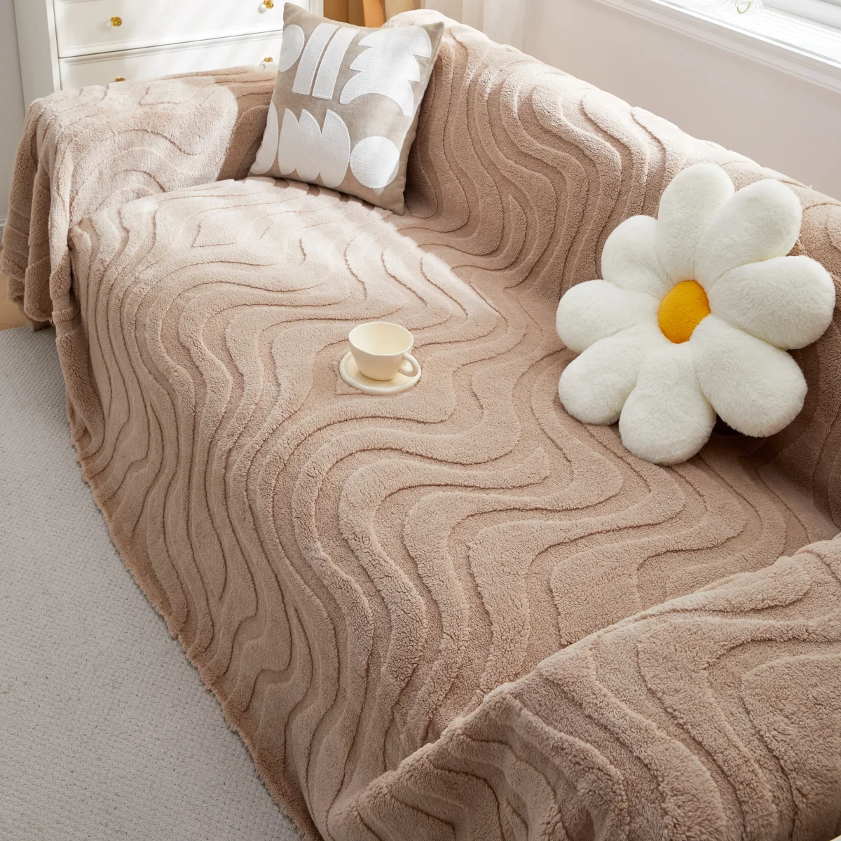 Thick Plush Jacquard Velvet Throw Blanket on Sofa, Sofa Slipcovers and Sectional Sofa Covers - Image 7