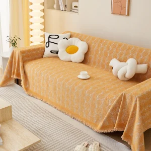 Leaf Universal Furniture Protector Chenille Couch Cover, Large Couch Cover Blanket for Couch Sofa