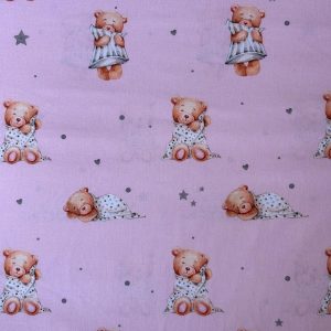 Algodão Estampado - Ursinho - Rosa