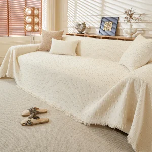 Textured Throw Blanket with 3D Dobby Weave, Minimalist Furniture Protector for Couch