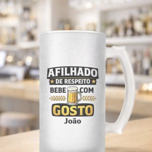 Caneca para cerveja Afilhado com respeito bebe com orgulho