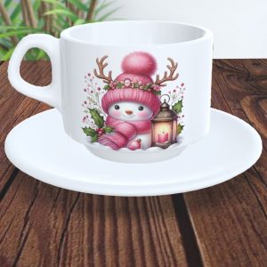 Chávena com Pires Boneco de Neve menina