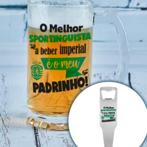 Caneca de Cerveja e abre caricas Padrinho Sportinguista
