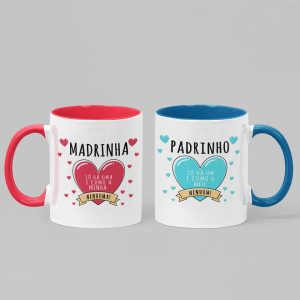 Caneca Madrinha e Padrinho de Coração