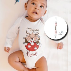Body com Prende Chuchas O meu primeiro Natal…Rena da bola