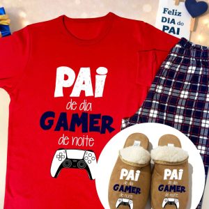 Conjunto de Pijama e Chinelos Serra da Estrela Pai de dia Gamer à Noite