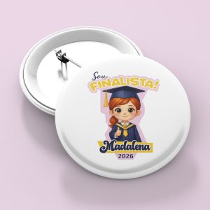 Crachá Sou finalista! Menina Ruiva