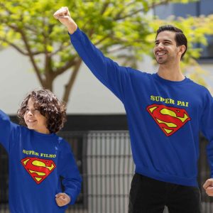 Camisola Super Pai, Super Filho, Super Filha (Super Homem)